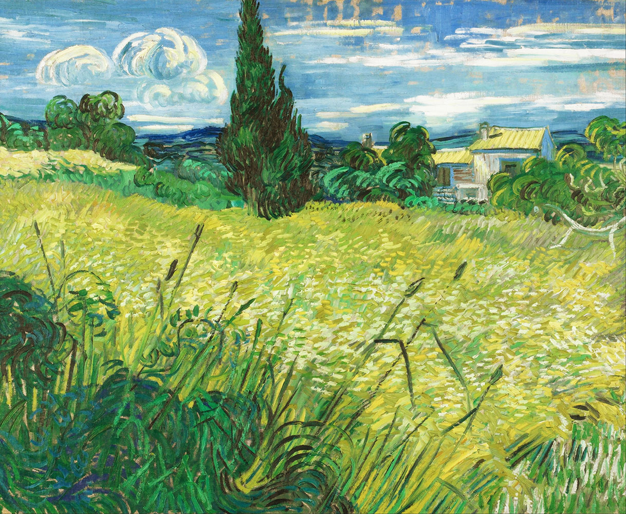 Green Wheat Field with Cypress - 1889.Jun at Saint-Rémy