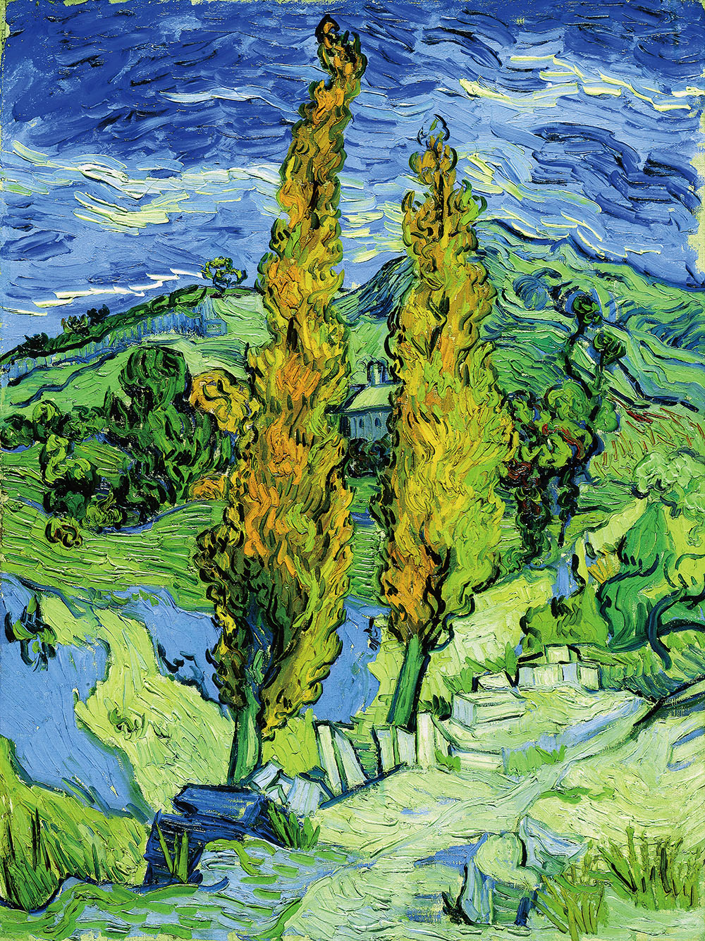 Two Poplars on a Road through the Hills - 1889.Sep at Saint-Rémy