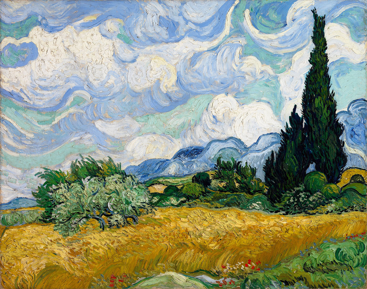 Wheat Field with Cypresses - 1889.Jun at Saint-Rémy